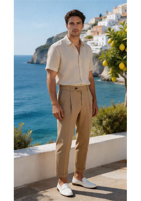 Pantalone PT Torino beige sartoriale con pinces e chiusura classica PT TORINO | Pantaloni | CO-ZSUFZA0CL10060